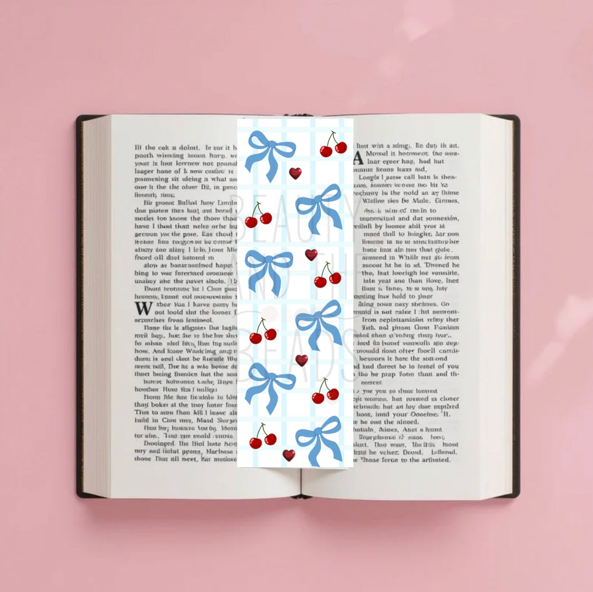 Blue Bows + Cherries - Bookmark
