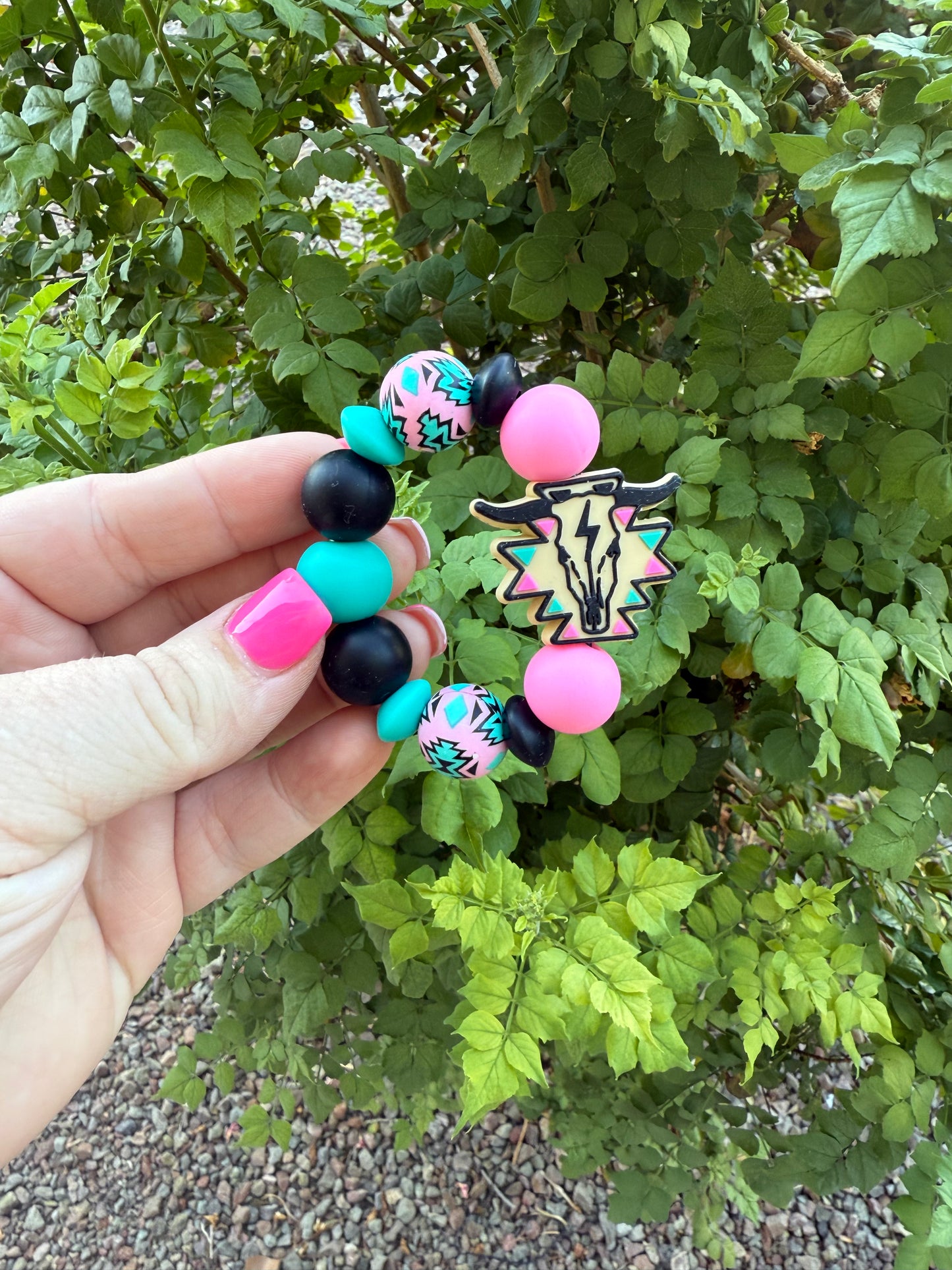 Aztec Cow Skull - Cup Charm