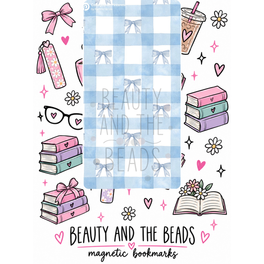 Blue Bow Gingham - Magnetic Bookmark