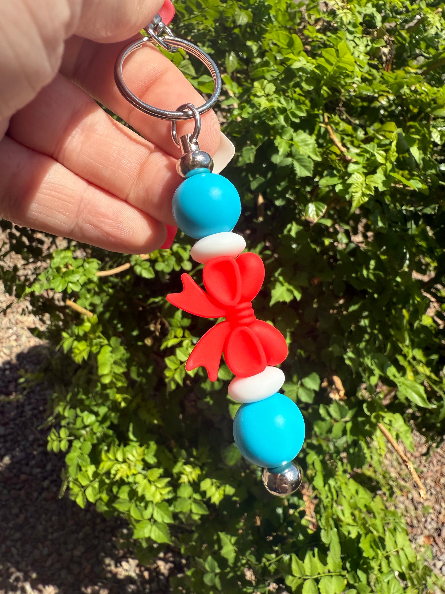 Red White & Bow - Keychain