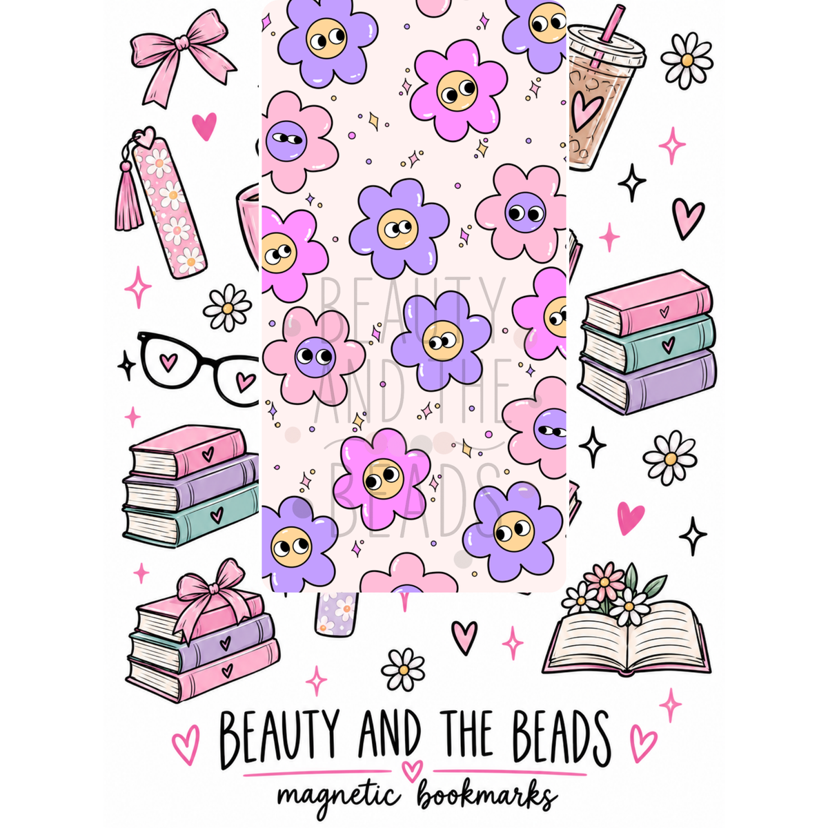 Smiley Flowers - Magnetic Bookmark