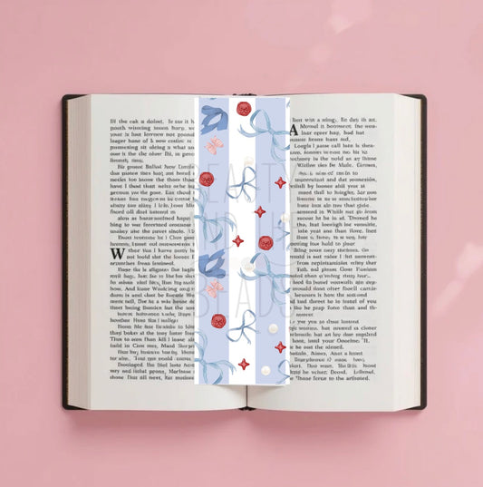 Blue Stripe Bow - Bookmark